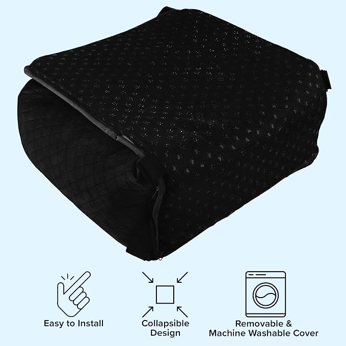 Dog Car Seat - Dog Car Seats for Small to Medium Dogs and Cats up to 44lbs - Dog Car Accessories with Tether and Removable Washable Cover - Dog Booster Seat for Front or Back by PETMAKER (Black)