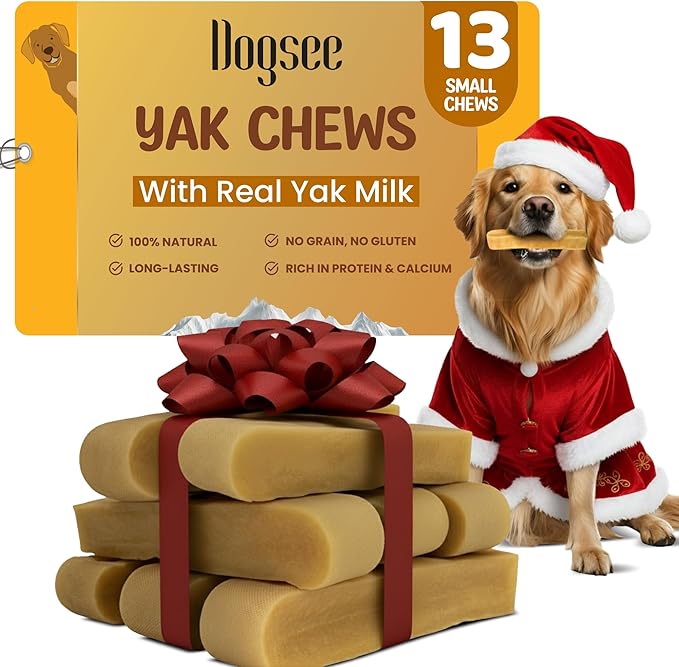 Dogsee Original Yak Cheese Himalayan Dog Chews 1lb (Small- 13 Bars) | 100% All Natural | Dog Treats Small Breed | Dog Chews Long Lasting for Aggressive Chewers | High Protein | Dental Sticks