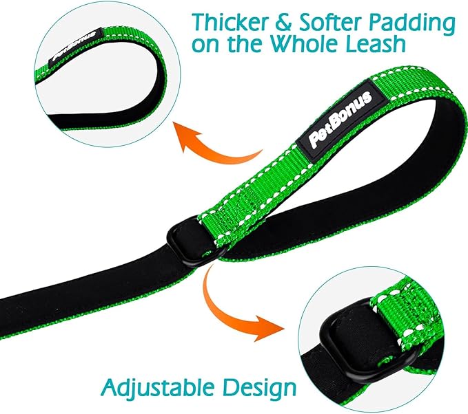PetBonus Dog Leash Wrist Strap, Safety Strap for Retractable Leash, Lockable Reflective Short Dog Walking Lead with Adjustable Soft Padded Handle, Extra Layer Security for Pet Stroller (Grass Green)