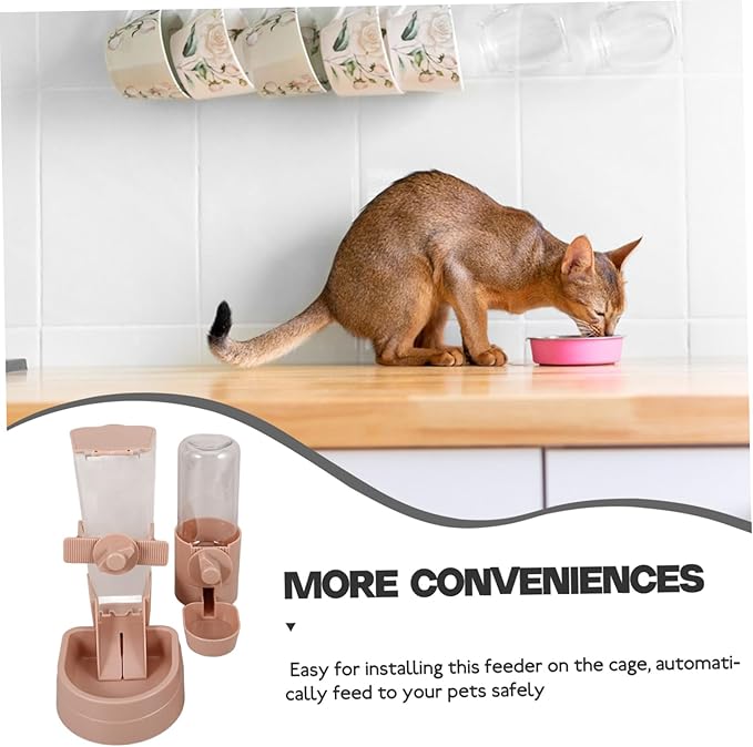 VANZACK 1set Automatic Pet Feeder Water Dispenser Stable Hanging Design for Cats Dogs Compact Material Food Water for Home Use