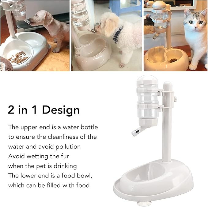 AYNEFY Large Capacity Gravity Waterer Pet Bowl Water Dispenser Large Capacity Gravity Waterer Automatic Prevent Slip Detachable Feeder Adjustable Dog Standing for Puppy Cat Dog Supplies