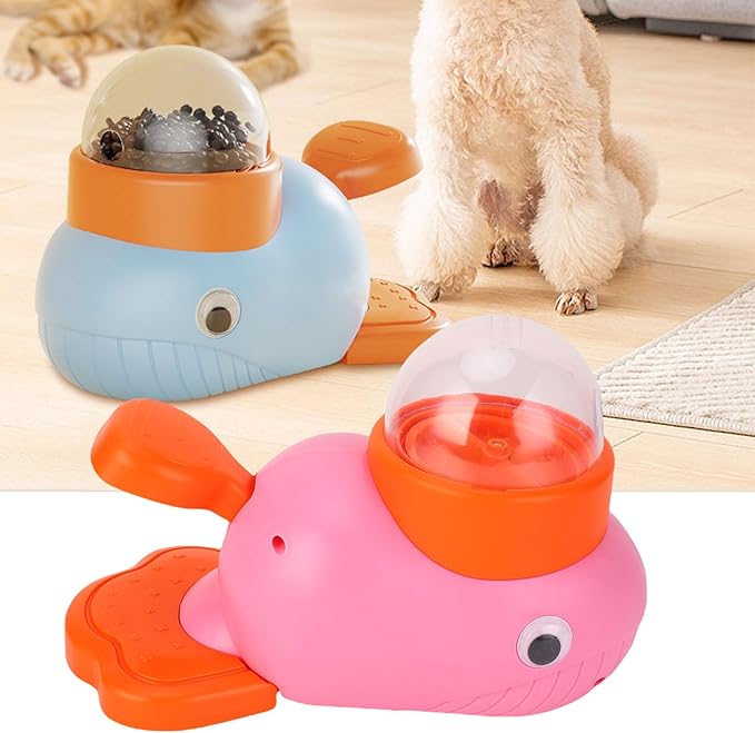 Diydeg Treat Dispenser Toy, Dog Interactive Slow Feeder Puzzle Toy, Automatic Dog Feeding Dispenser for Cats and Small Dogs, IQ Training Exercise, Duck Shaped Enrichment Toy (Pink)