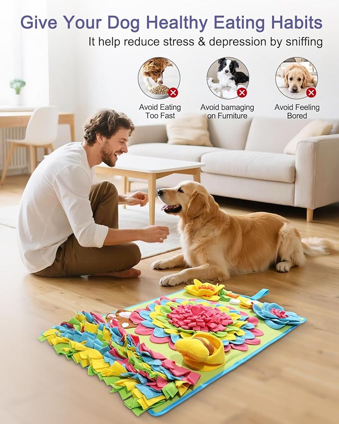 JXTZ Snuffle Mat for Dogs -30.7 * 18.9inch Pet Treats Feeding Mat, Interactive Dog Puzzle Toy for Boredom, Dog Feeding Mats for Slow Feed, Relieve Anxiety, Encourages Natural Foraging Skills