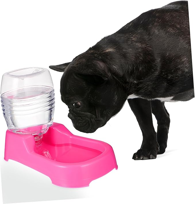 Pink Pet Water Feeder Bowl with Stable Non Spill Design Safe High Density Material Automatic Drinking Station for Dogs and Puppies for Home and Pet Shops