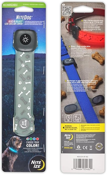 NiteDog Rechargeable LED Collar Cover, Disco, One Size