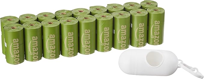 AmazonBasics Enhanced Dog Waste Bag with Dispenser and Leash Clip - 270 Count, Brazilian Mango