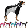 MIGOHI Full Body Dog Coat - Warm Reflective Winter Coat for Medium Dogs with Harness,Turtleneck Dog Fleece Jacket,Four-Leg Windproof Puffer Jackets Snowsuit with Zipper for Small Medium Large Dogs,L
