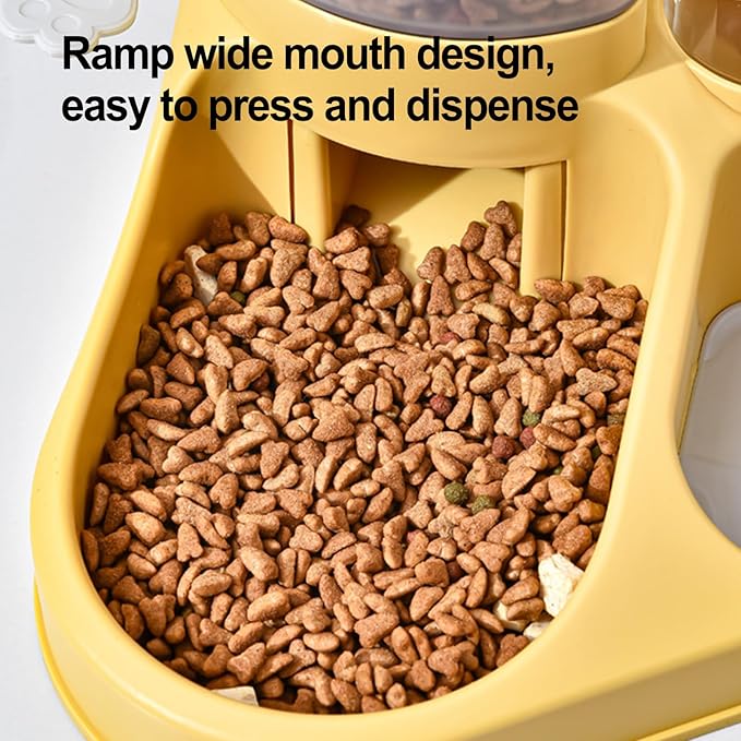 Cat Food Dispenser, Transparent 2 in 1 Food and Water Feeder, Automatic Cat Feeder, Transparent Feeding Tool for Cats, Dogs, and Other Animals (B)