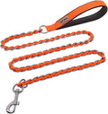 Dog Leash Chew Proof, Chain Leash Anti Chew Dog Leash for Large Dogs Heavy Duty, Indestructible Metal Leash Anti Bite Chain Link with Woven Cord Soft Padded Handle (Orange, 4FT)