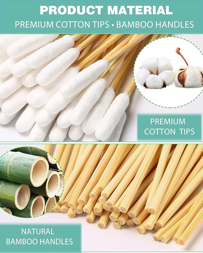 Dog Ear Swabs, 500 Count – 4.72 Inch Bamboo Cotton Buds for Small to Medium Dogs & Cats – Precision Cleaning Tool for Wax Removal & Grooming, Lint Free Tips (10 Resealable Packs)