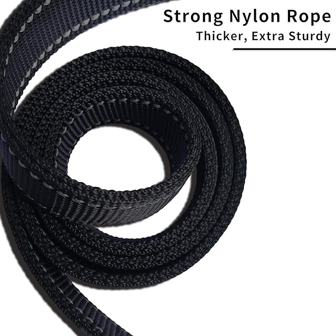 New 12'' Short Dog Leash, Reflective Nylon Padded Handle, Heavy Duty Strong Traffic Leash with Carabiner Clip, Perfect for Large or Medium Dogs (Black, 12 Inch)