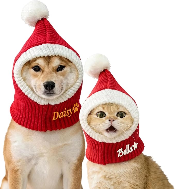 Custom Dogs & Cats Santa Hat, Personalized Santa Cap for Puppy, 2025 Christmas Hats for Dog & Cat, Xmas Party Hat for Small Medium Large Dogs Cats