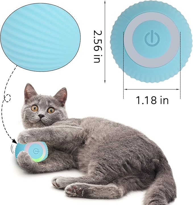 Interactive Cat Toys Ball, Automatic 360° Self-Rotating Rolling Ball with USB Rechargeable pet Exercise Chase Toy Balls for Kitten & Dog Playing