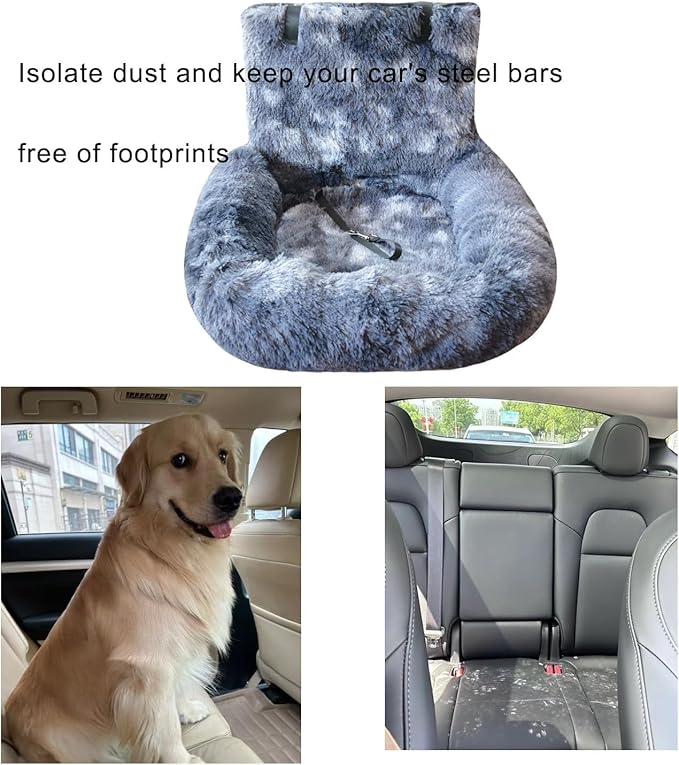 Car Dog Bed with Safety Straps, for Large&Small Dogs, Pets Bed for Travel with Thick Cushion Removable and Easy to Clean (G, s)