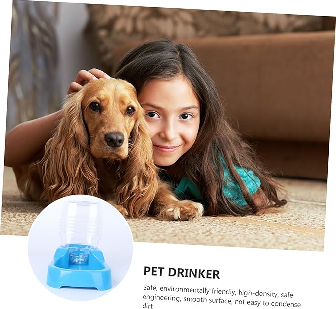 POPETPOP Creative Water Feeder Bowl Blue Water Dispenser for Dogs and Puppies Automatic Design Stable Easy for Home Shops