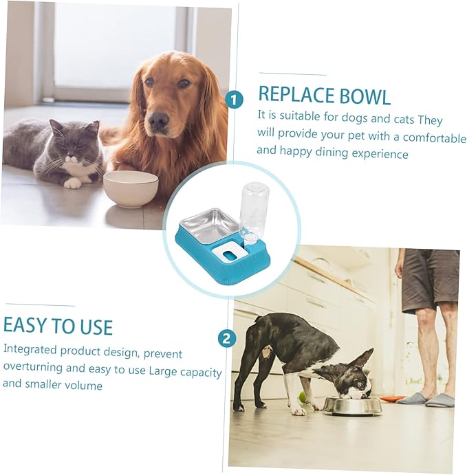 Detachable Pet Feeder Automatic Water Dispenser Dual Function Pet Food and Water Bowl for Dogs and Cats Non- Base for Home