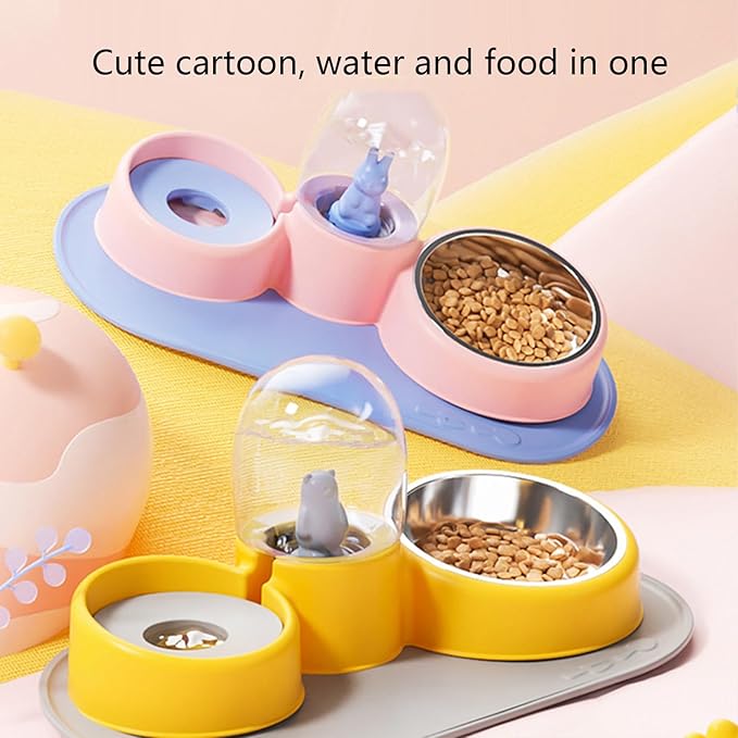 Dog Bowl Raised Cats Food Bowls with Detachable Stand 2 in 1 Pet Automatic Feeder with Water Fountain Green/Gray/Blue Food Water Dispenser Set