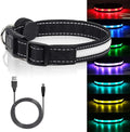 Light Up Dog Collars,Safety LED Dog Collars USB Rechargeable 7 Changing Colors Glow in The Dark Dog Walking Light,Neon Adjustable Safety Buckle Lighted Dog Collar for Small/Medium/Large Dogs, XL Size