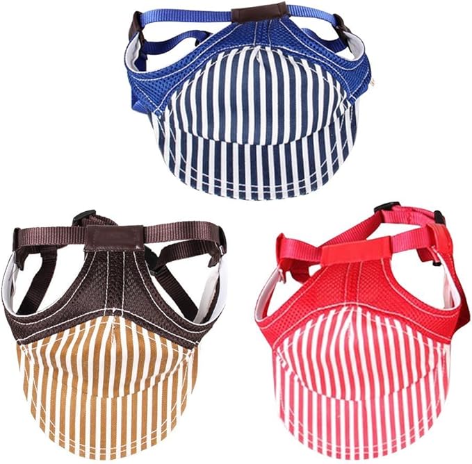 Fashionable Pet Dog Baseball Cap Outdoor Travel Hat - Summer Sun Protection Cap for Small Medium Large Dog (Small, Coffee Strip)