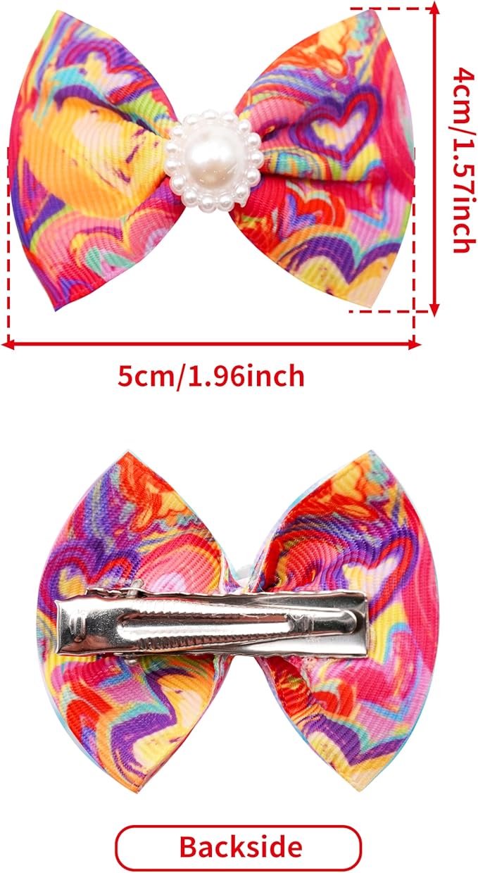 PET SHOW 20 Pack Valentines Dog Hair Bows with Alligator Clips for Small Medium Dogs Bowknot Hair Clips Cat Puppy Yorkshire Grooming Hair Accessories Rose Red Pink for Party Costumes