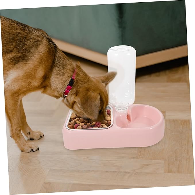 Totority Double Pet Water Feeder with Creative Design Pink Automatic Drinking Tool for Cats and Dogs Safe and Stable Pet Water Bowl for Home and Pet Shops