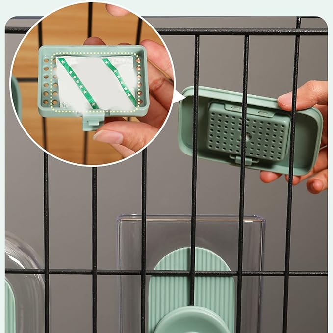 Hanging Water Dispensor, Pet Cage Automatic Food Water Feeder Rabbit Gravity Feeding Waterer Set, Puppy Bunny Cage Food Bowl for Dog Cat Hedgehog Guinea