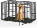 Pawaboo Heavy Duty Dog Crate, 56 inch Large Metal Dog Cage, Thickened Anti-bite Dogs Kennel with Mat, Dogs Playpen with Secure Top, Pet Cage Crate with Lock Door, Black