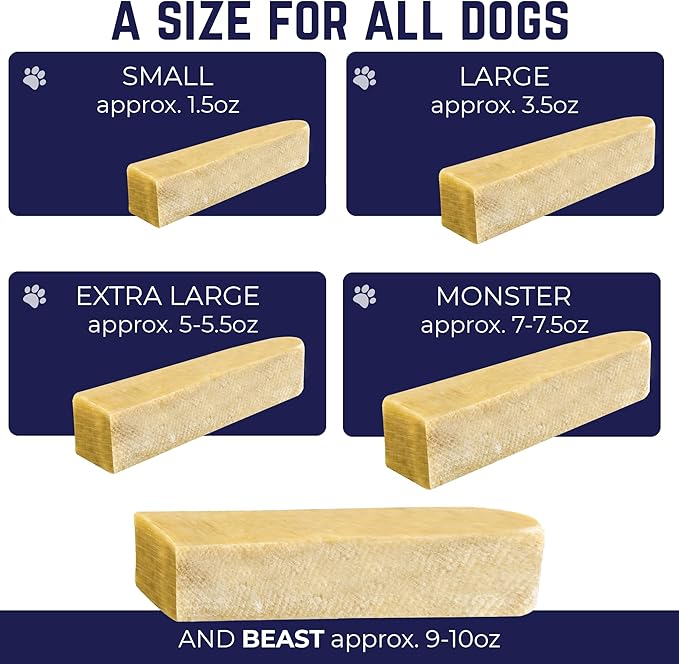 Devil Dog Pet Co. Himalayan Yak Cheese Dog Chews, Large - 4 Pack, 100% Natural & Healthy, Lactose-Free, Long-Lasting Dog Treats, Premium Yak Milk Chew Bones for Dogs
