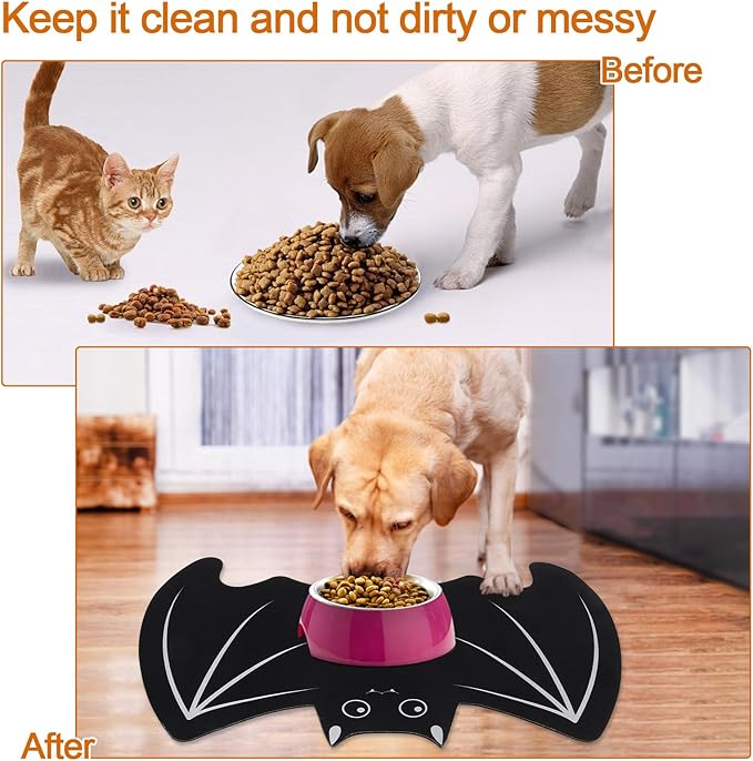 Halloween Pet Mat for Food and Water, Pet Feeding Mat for Dog Cat Bowl Absorbent Anti-Stain Non-Slip Quick Dry Easy Clean Floor Placemat, Pets Accessories Indoor (12 * 20 in)