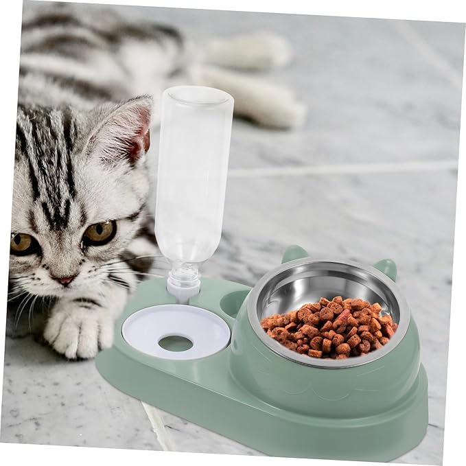 POPETPOP Automatic PET Feeder with Water Dispenser Dual Bowl Design for Cats and Small Dogs Skid Base Detachable for Easy Cleaning for Indoor Use