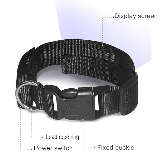 Programmable LED Collar, Rechargeable, Pet Dog Safety Flashing Light Up Neck, Mobile (Yellow)