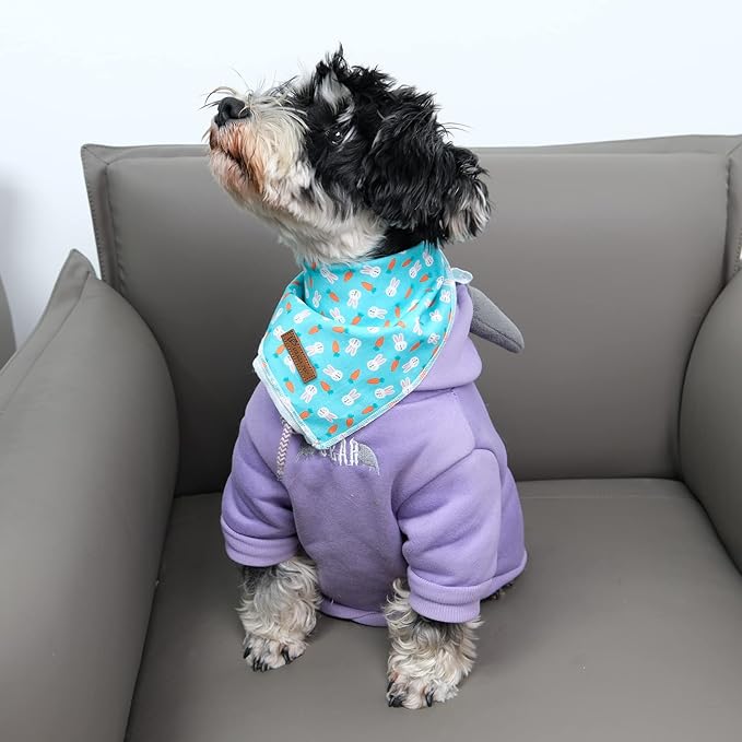 Easter Dog Bandana, Triangle Bid Scarf, Cotton, BlueRabbit, L, Easter, Rabbit, Unisex, Medium Large Dog