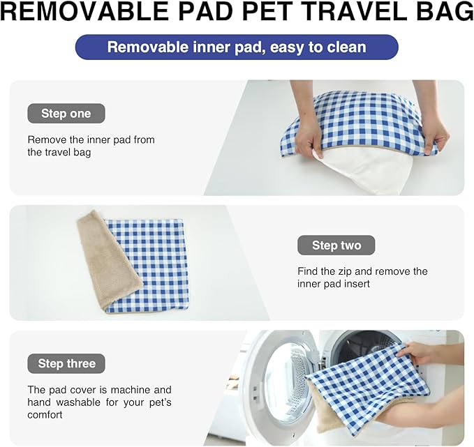 Pet Car Booster Seat for Small Dogs & Cats up to 25 lbs – Plaid Travel Seat with Safety Leash, Adjustable Straps, Non-Slip Base, 2-in-1 Convertible Bed, Detachable & Washable (Blue Plaid)