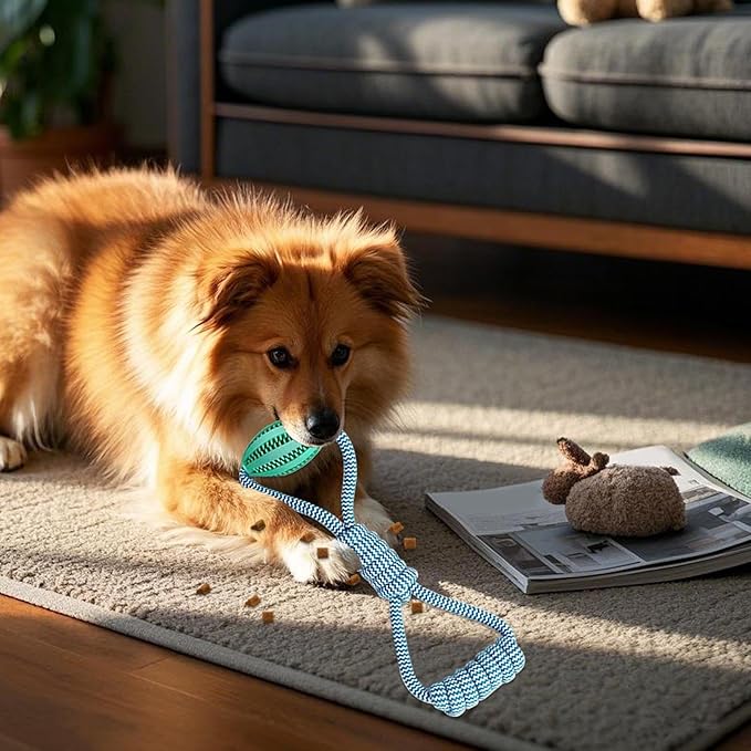 Dog Rope Ball Toy - Large Breed Dog Toy | Pet Interactive Rope Ball | Ropes Balls Dogs Large Breed | Interactive Food Dispenser String | Cotton Knot, Pet Chew Supplies for Easy Throwing