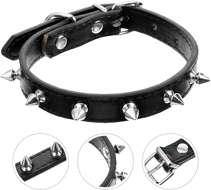 Rivet Dog Collar Small Size 1.5cm Pu Leather Puppy Collar with Studs Sturdy Pet Neck Decor for Small Dogs and Cats