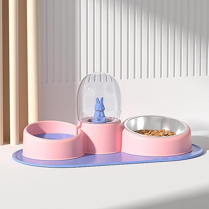 Dog Bowl Raised Cats Food Bowls with Detachable Stand 2 in 1 Pet Automatic Feeder with Water Fountain Green/Gray/Blue Food Water Dispenser Set