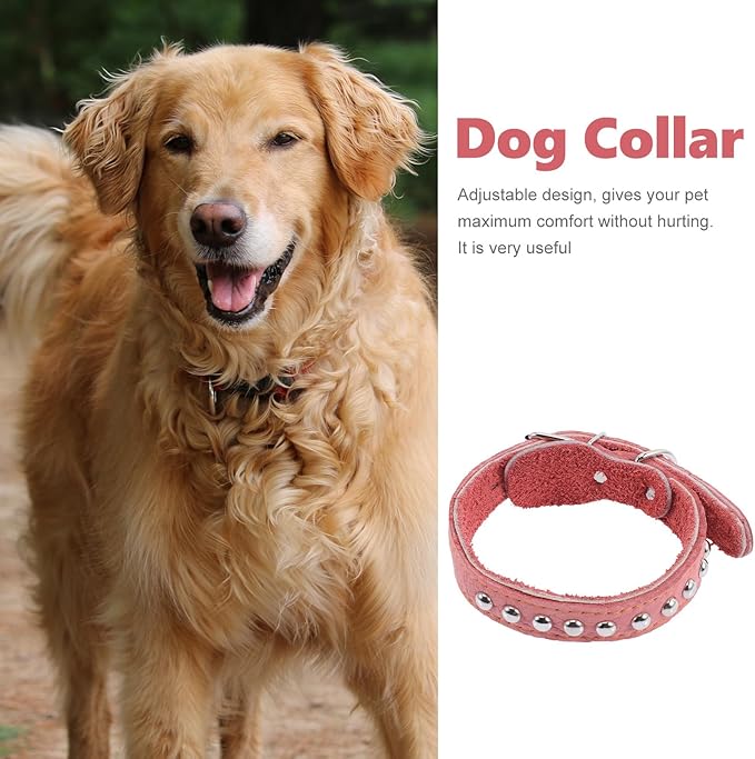 Kichvoe Soft Leather Dog Collar 2.5cm Wide Sturdy Pet Neck Tie for Large Breeds Comfortable Wear Basic Collar