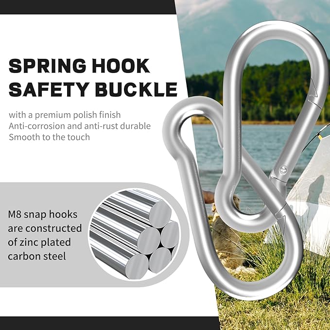 Carabiners Clip Spring Snap Hook,Heavy Duty Galvanized Steel Carabiner,Safety Quick Links Snap Hooks,Spring Clips for Swing Hammock Camping Keychain Outdoor