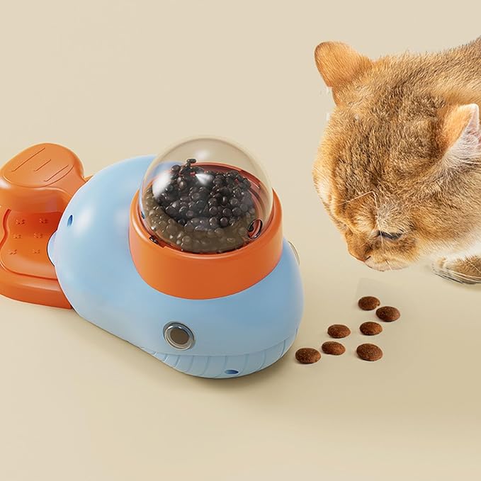 Interactive Dog Feeder Toy, Automatic Puzzle Toy with Adjustable Food Dispensing for Mental Stimulation and Bonding, for Small Medium Large Dogs and Cats (Blue)