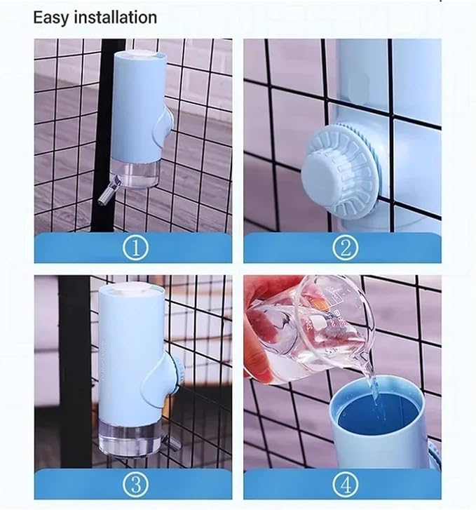 Dog Cat Automatic Dispenser Hanging Pet Drinker Fountain Head Ball Mouth Feeder Small Pets Drinking Bottle Dispenser(Pink)