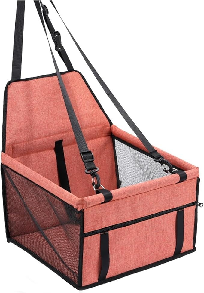 Dog Car Seat,Scratch Proof Durable Pet Booster Car Front Seat Puppy Safety Belt Stable Foldable Travel Pet Car Seat(Red)