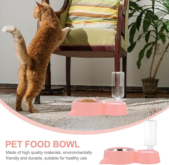 1pc Automatic Pet Feeding Bowl Cat Ear Design Dual Use Food and Water Dispenser for Cats and Dogs Easy to Compact and Lightweight