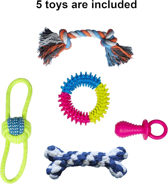 Puppy Play Mat - Pink for Small Breeds, 23'x20' Dog Mat with Detachable Teething Toys and Ropes