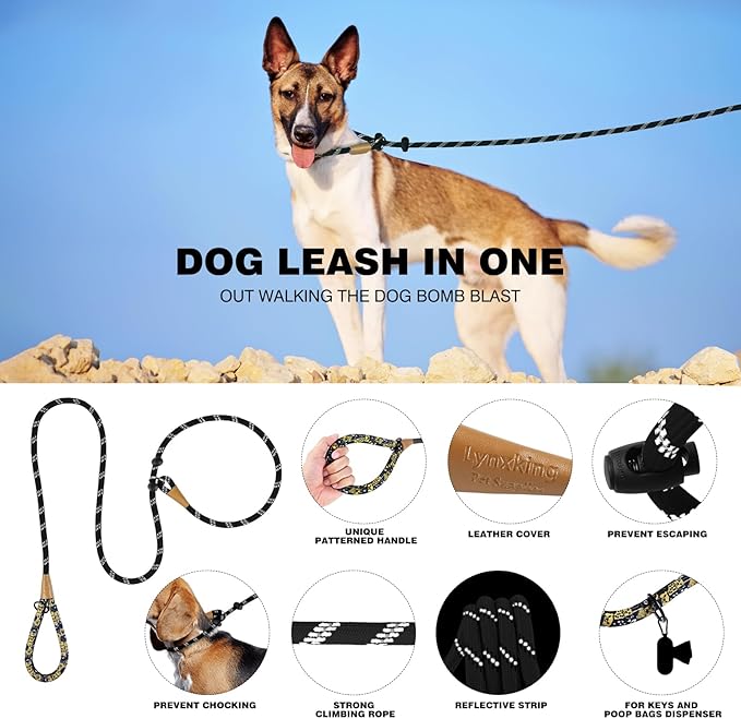 lynxking Slip Lead Dog Leash Reflective, Heavy Duty Comfortable Strong Rope for Large Medium Small Dogs No Pull Pet Training
