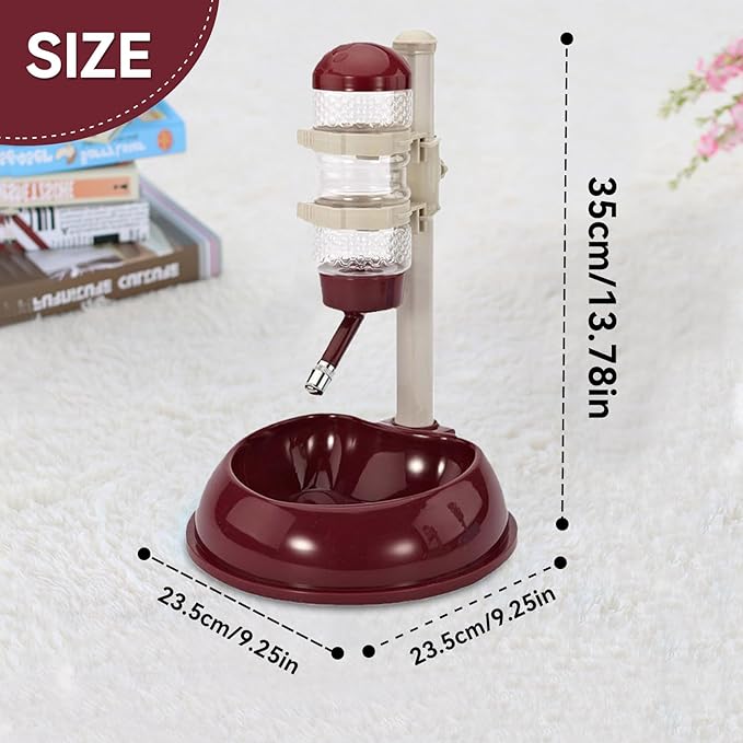 Adjustable No Drip Pet Water Dispenser - Portable Dog & Cat Water Bottle Stand (Brown)