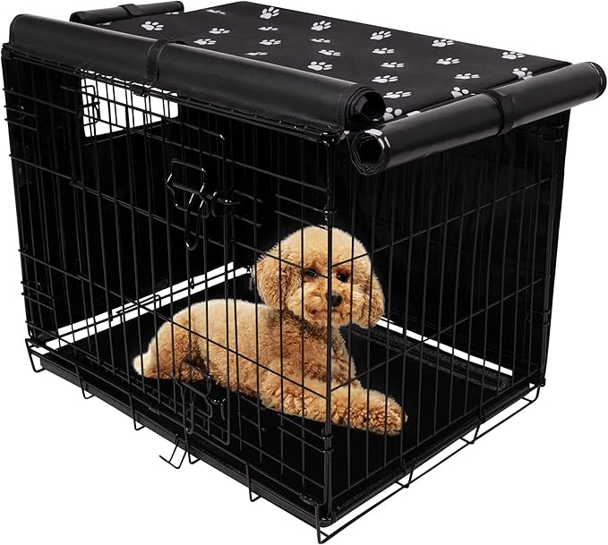 Pet Prime Dog Crate Cover Indoor/Outdoor Durable Windproof 600D Oxford Fabric Pet Kennel Cover Fit for 24 30 36 42 48 Inches Wire Dog Crate for Small and Large Dogs-Cover Only(42 Inch (42"x28"x30"))