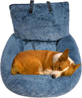 Plush Dog Car Seat Bed - Car Dog Kennel Safety Seat, Portable Elevated Pet Travel Booster | Pet Mat, Soft Polyester Fill Non‑Slip Base Seatbelt Tether for Secure Rides Cars Small Medium Do