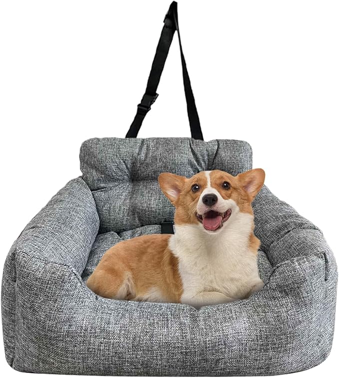 Dog Car Bed - Adjustable Foldable Safety Tether Cushions with Soft Padded Design, Dog Bed Car Seat for Travel Vehicles Summer Winter Trunk Interior Puppy Pet, Comfortable Secure Build