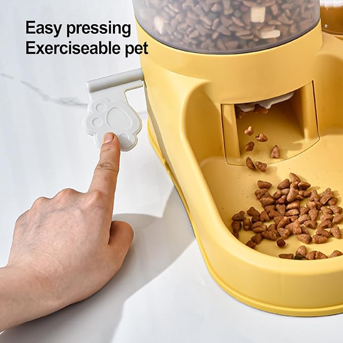 Cat Food Dispenser, Transparent 2 in 1 Food and Water Feeder, Automatic Cat Feeder, Transparent Feeding Tool for Cats, Dogs, and Other Animals (B)