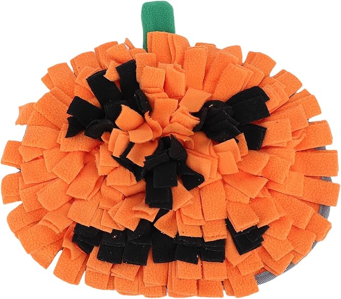 VINGVO Pumpkin Shaped Snuffle Mat for Dogs, Durable Plush Slow Feeding Puzzle Toy with Non Slip Bottom, for Nose Work Training and Indoor Outdoor Use